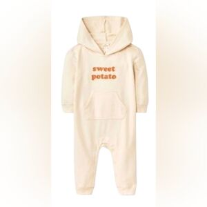 Cat & Jack Cream Hooded One Piece with Sweet Potato Design (SIZE :3-6 MONTH )
